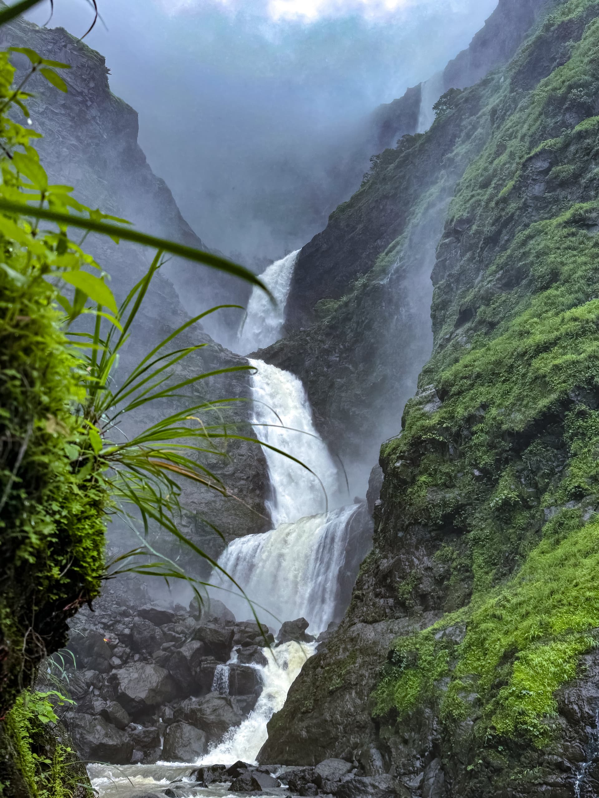 Monsoon waterfall in Malshej Ghat, near Saj by the Lake