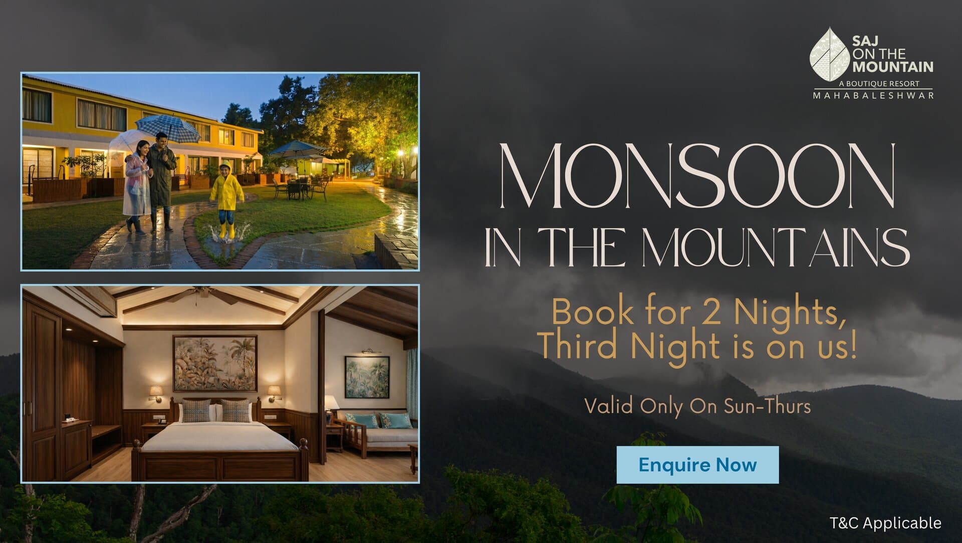 Saj On The Mountain resort with lush greenery and scenic Mahabaleshwar surroundings